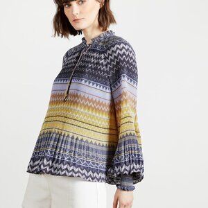 Ted Baker Deliie long sleeve pleated v neck blouse size 6
